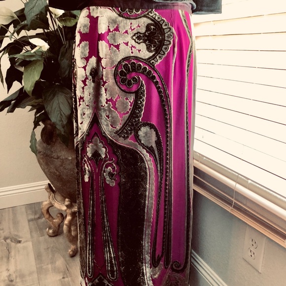 ETRO burnt SILK Velvet PAISLEY Maxi SKIRT Silk Lined RUNWAY Designer GORGEOUS